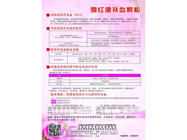 雪紅源補(bǔ)血顆粒補(bǔ)鐵乳酸亞鐵